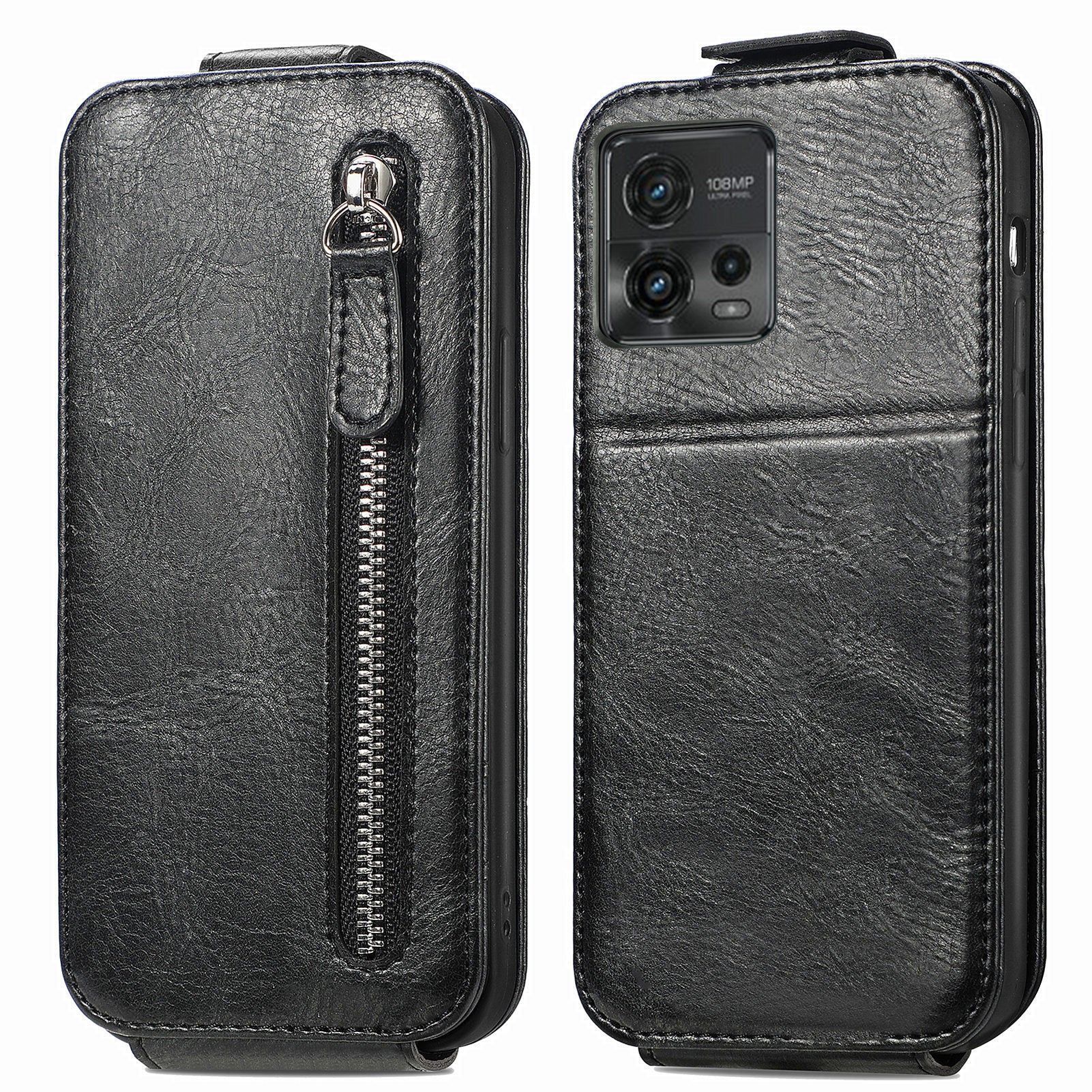 For Motorola Moto G72 4G Zipper Pocket PU Leather Vertical Flip Phone Case Wallet Stand Magnetic Closure Cover For Motorola Moto G72 4G Zipper Pocket PU Leather Vertical Flip Phone Case Wallet Stand Magnetic Closure Cover